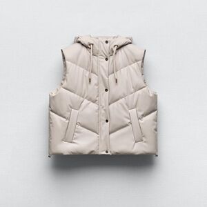 ZARA Faux Leather Hooded Vest